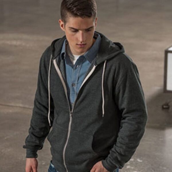 Unisex Retro Heather Full-Zip Hooded Sweatshirt Thumbnail